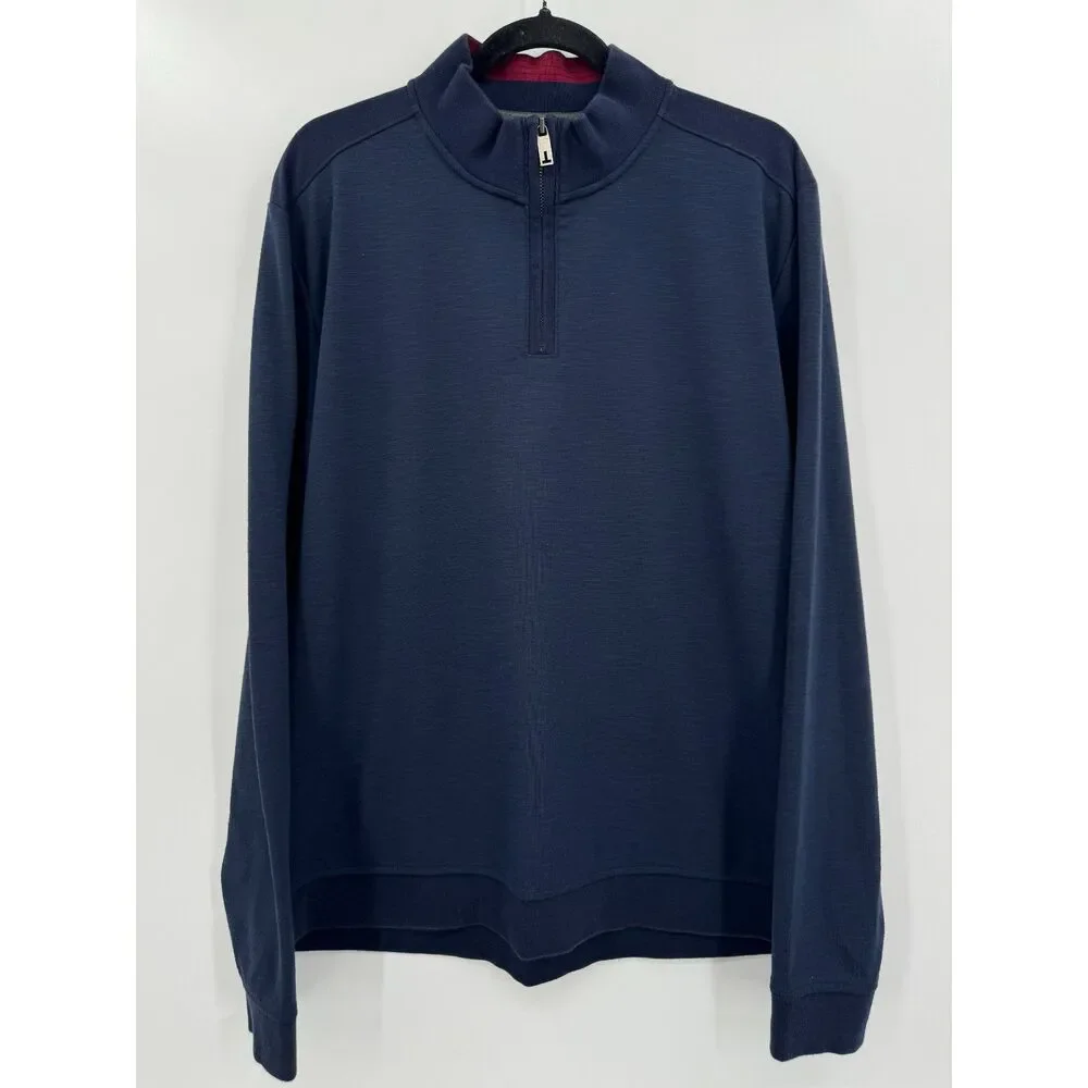 TED BAKER Caravan Navy Blue Quarter Zip Pullover Sweater Size 6 or 2XL XXL